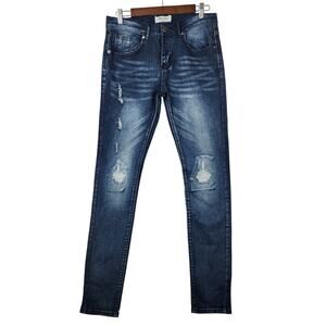 Blue Cult Distressed Mid Rise Skinny Jeans - Womens Size 28 Blue